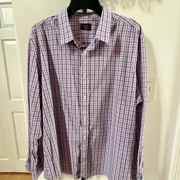 Untuckit Wrinkle-Free Dolcetto Shirt Pink Blue & White Check  XXL - Picture 5 of 15